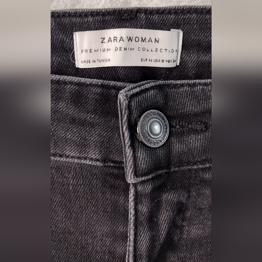 Zara Black Flared Denim Jeans Size 12 - Picture 3 of 11
